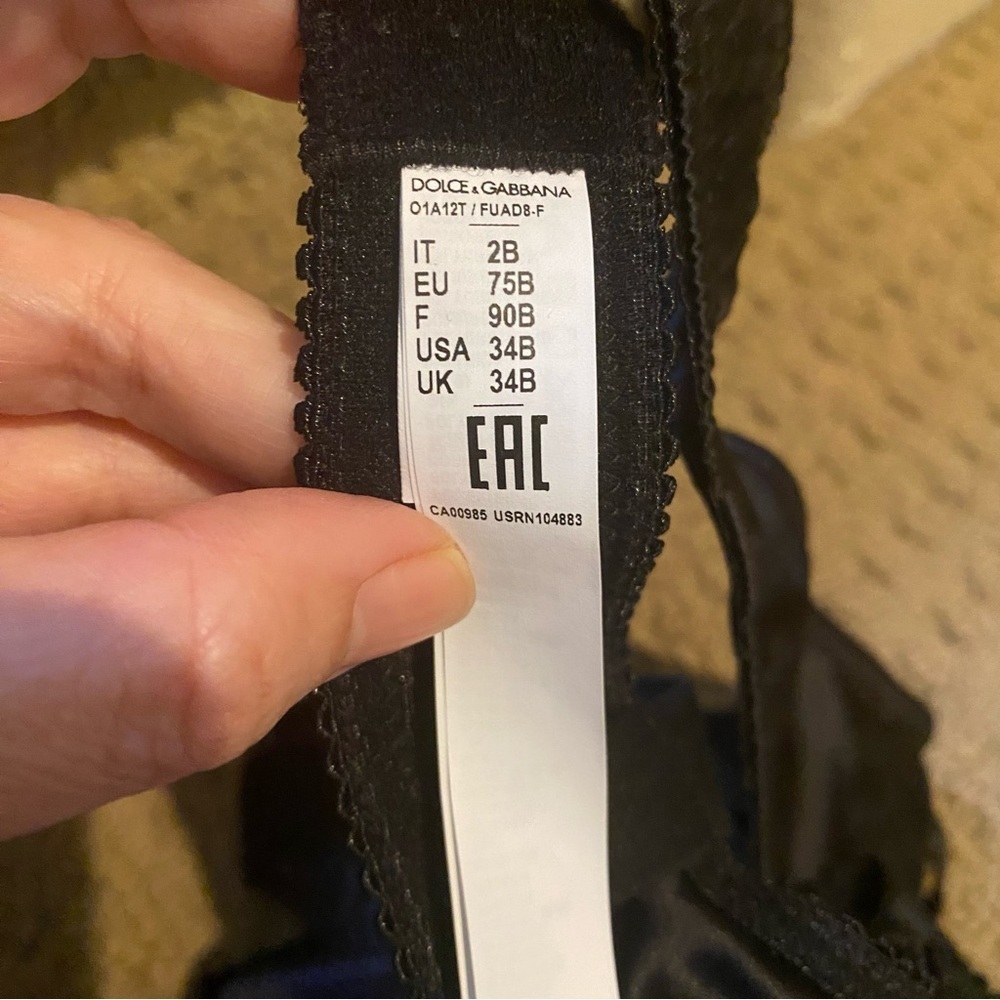 NWT~Dolce & Gabbana Black Silk Blend Bra Size 34B-Made in Italy - Picture 6 of 9